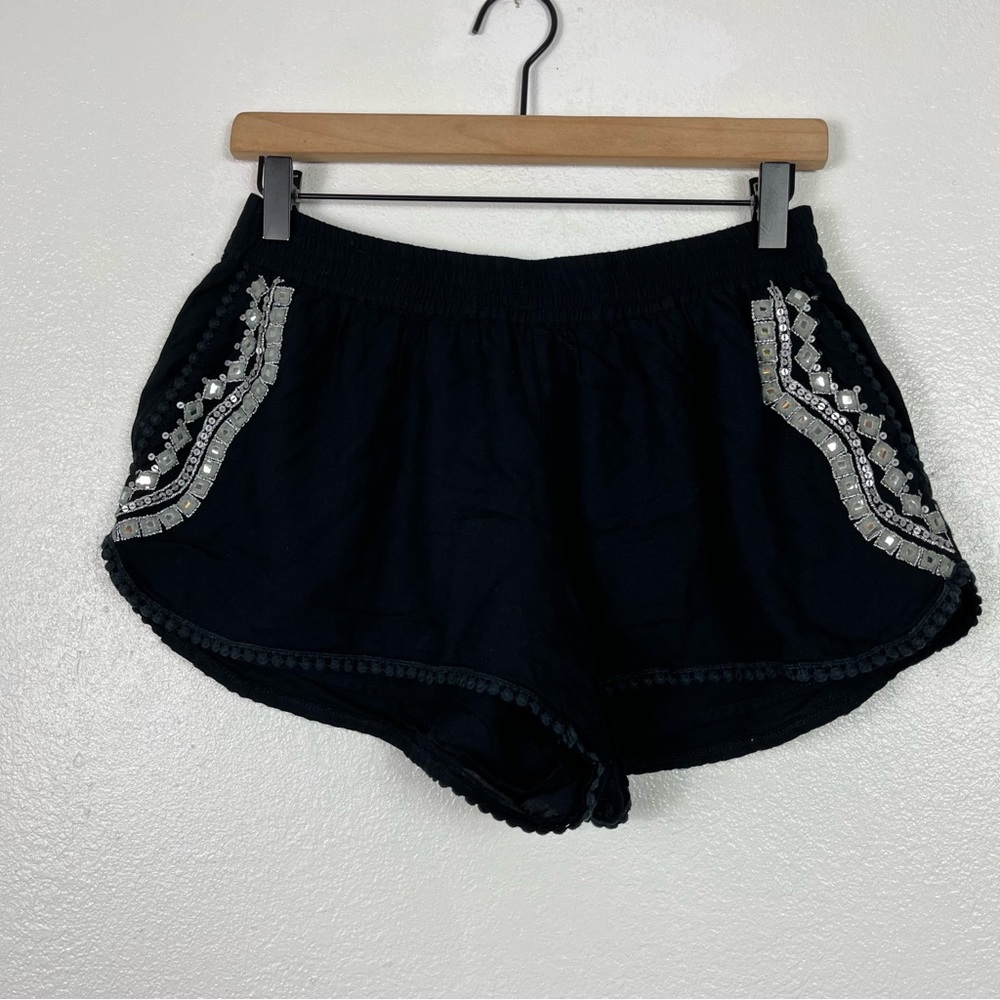Earthbound Trading Black Viscose boho chic shorts